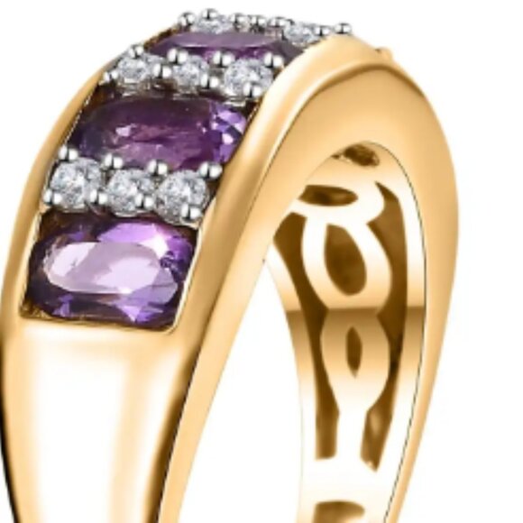 Uruguayan Amethyst and Moissanite Band Ring - Picture 5 of 5